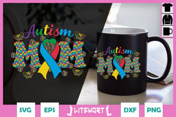 Autism Mom Happy Awareness SVG for Crafts & Graphics