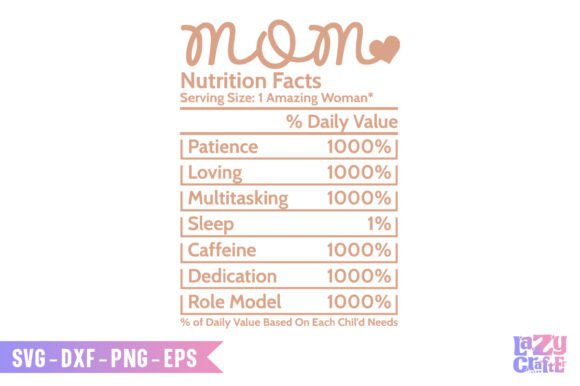 Mom Nutrition Facts Svg: Graphics for Crafts