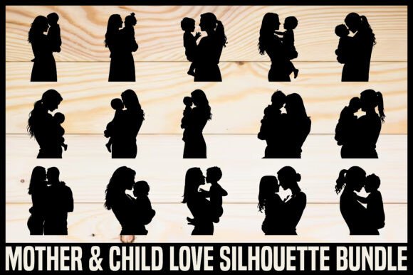 Mother Child Love Silhouette Bundle: Graphics for Crafts